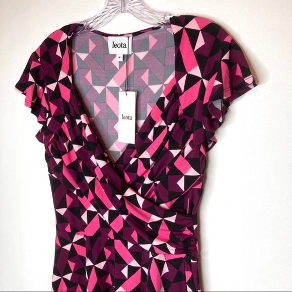 NWT Leota pink sweetheart wrap midi dress Medium M - Picture 6 of 8